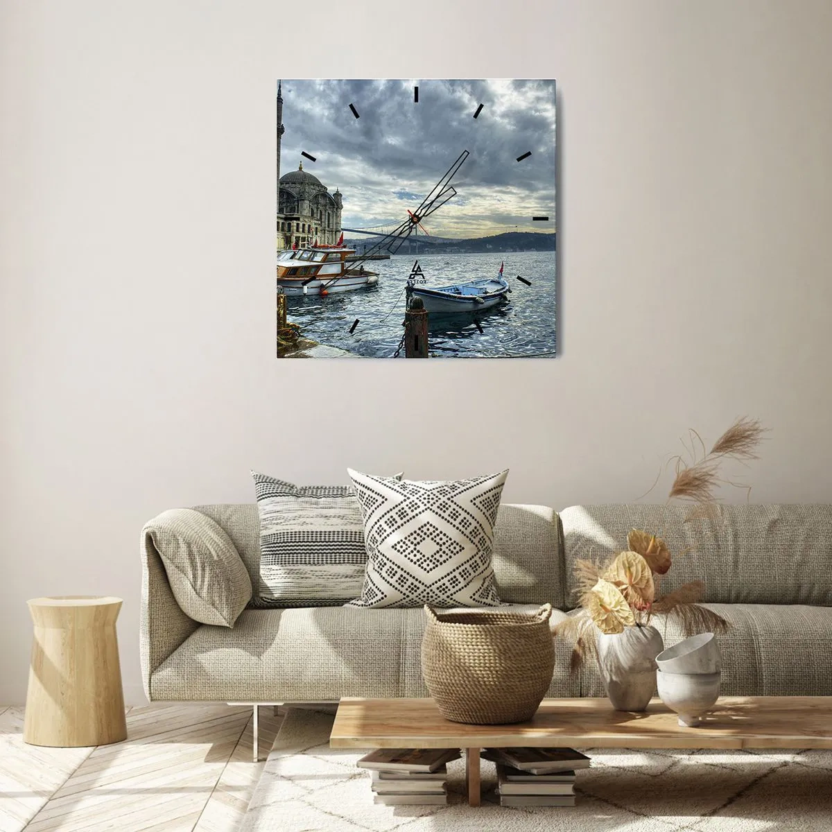 Väggklocka - Klocka på glas - På gränsen mellan världarna - 40x40 cm