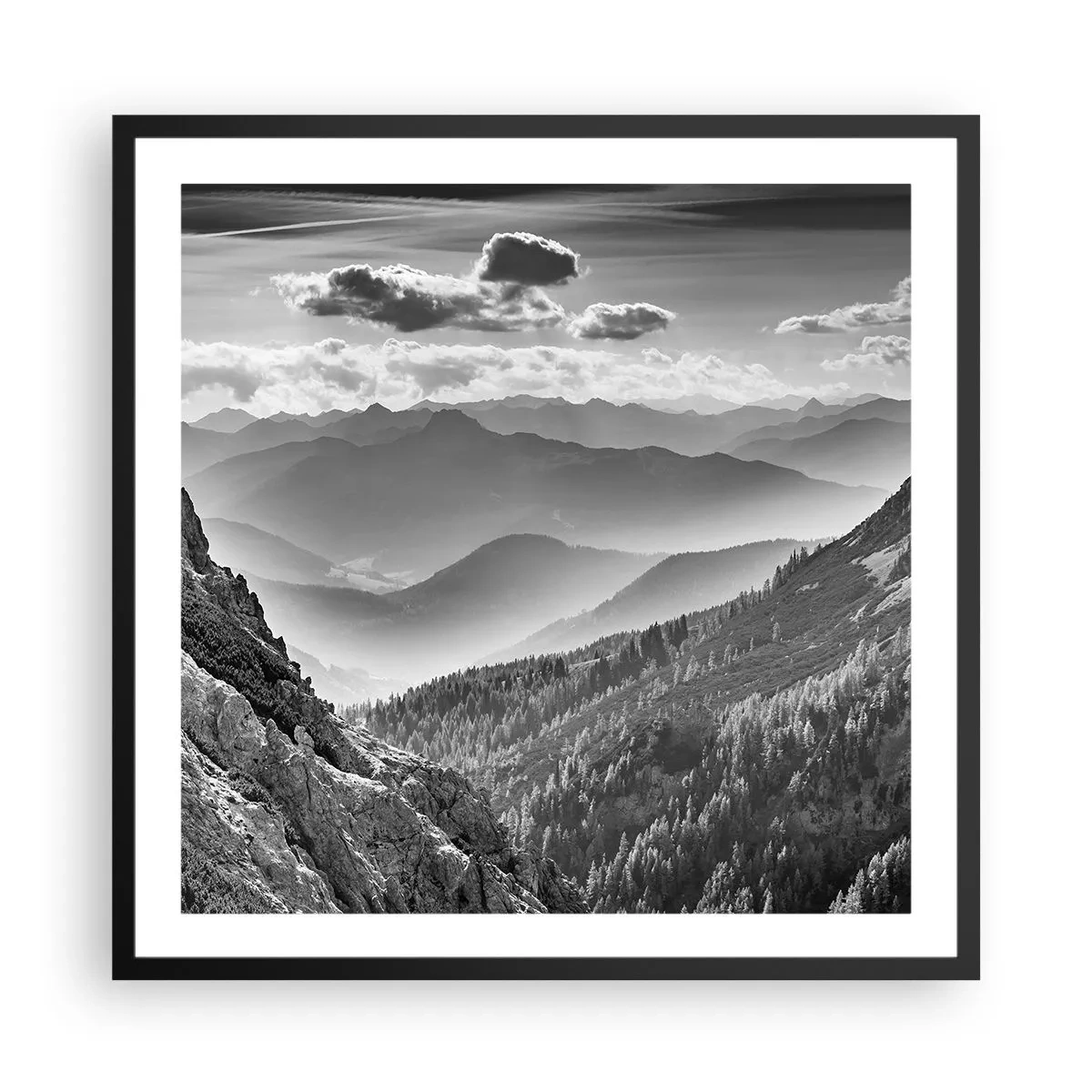 Affisch i svart ram - Ända fram till horisonten - 60x60 cm