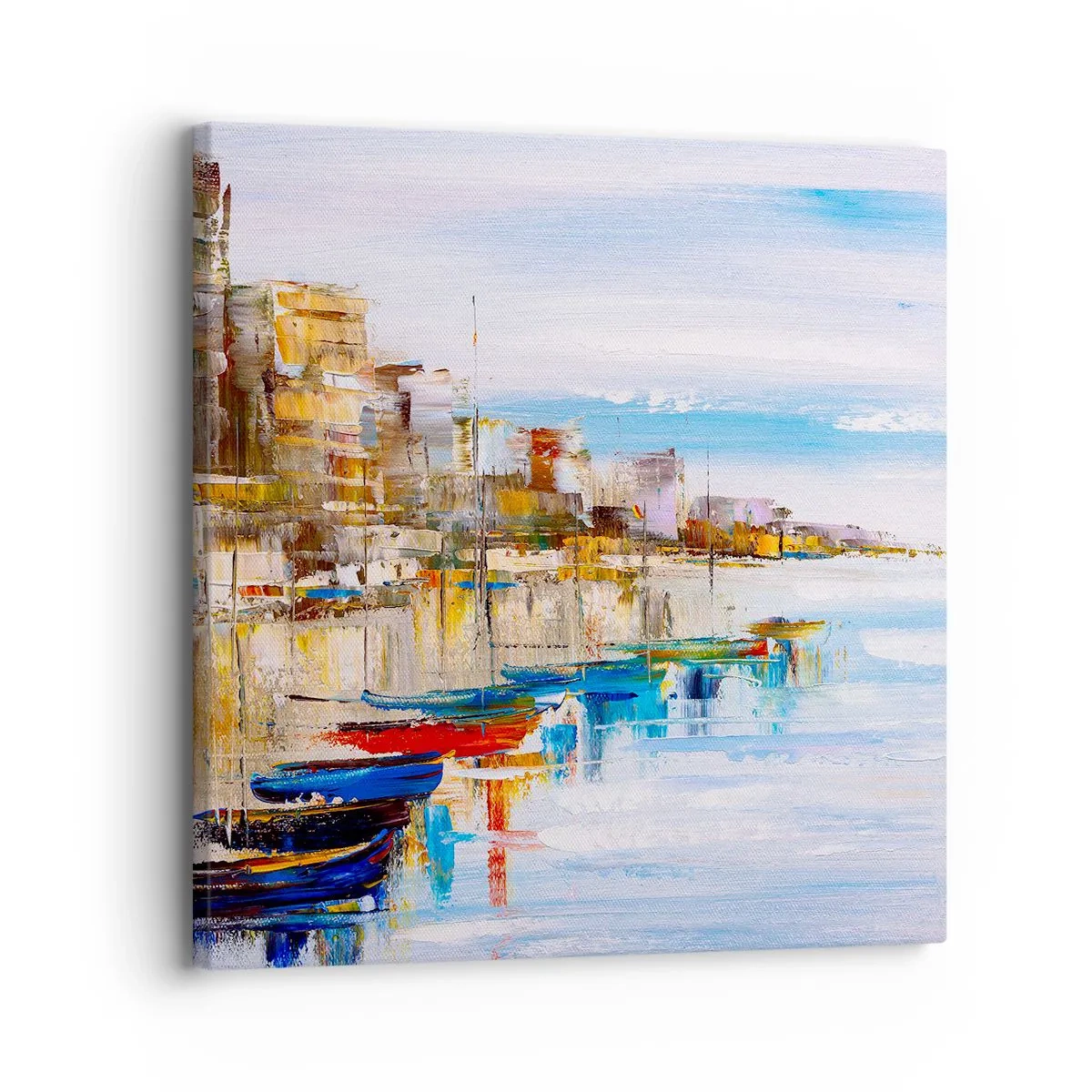 Canvastavla - Bild på duk - Flerfärgad urban hamn - 30x30 cm