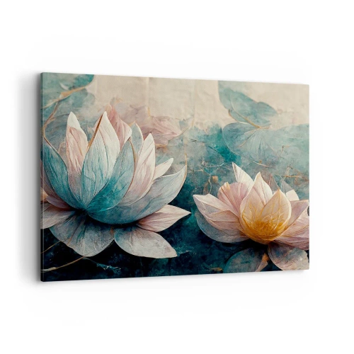 Canvastavla - Bild på duk - Stjärnor i en sjö - 100x70 cm