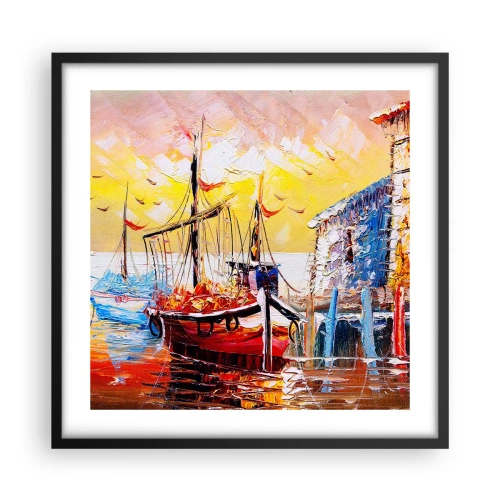 Affisch i svart ram - Lycklig återresa - 50x50 cm