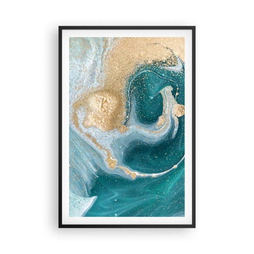 Affisch i svart ram - Guld- och turkosvirvel - 61x91 cm