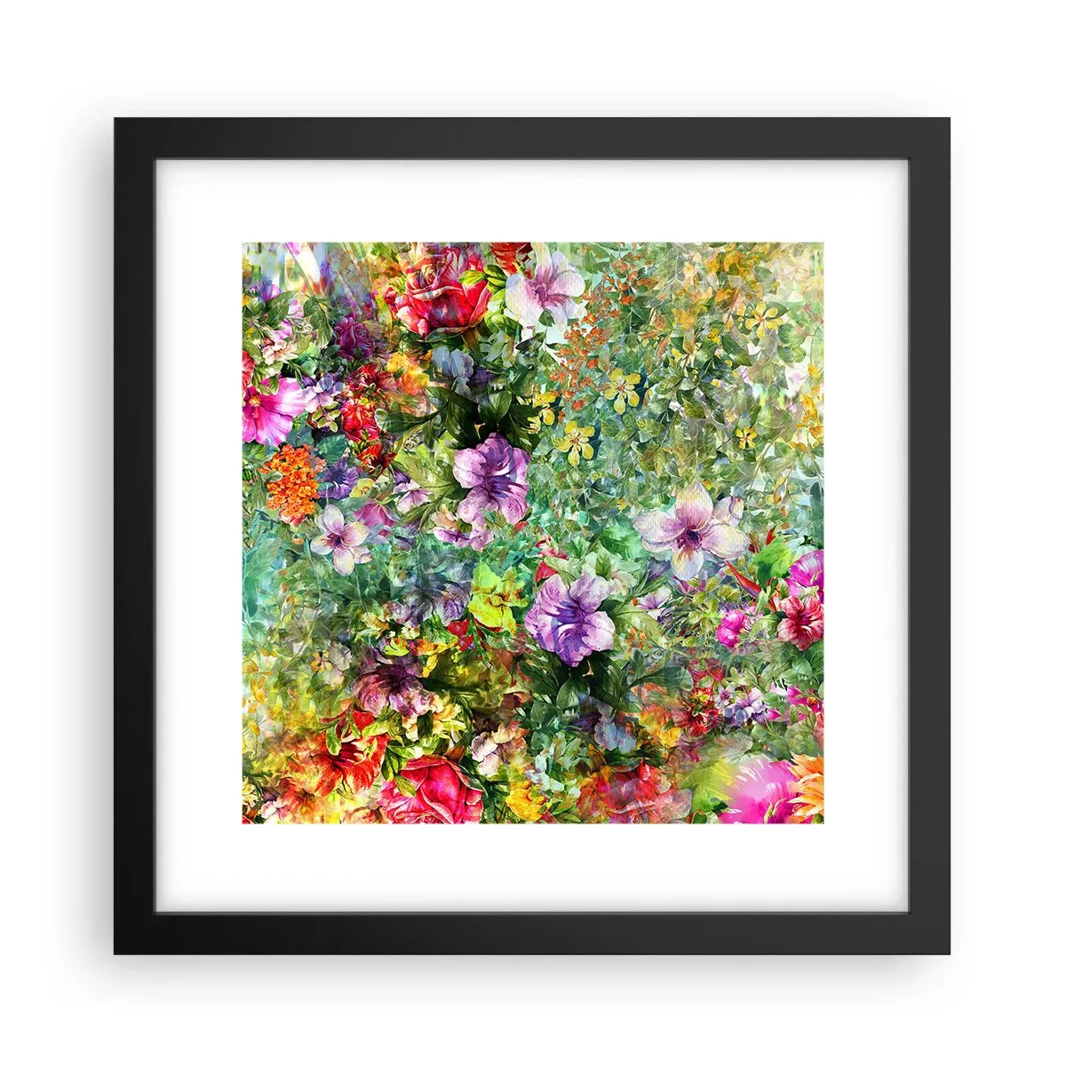Affisch i svart ram - Ta en dopp i blommorna - 30x30 cm