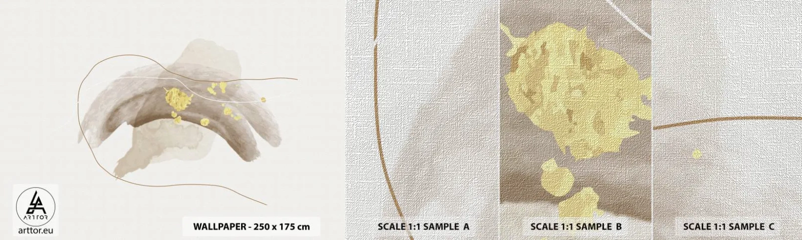 Provbit av fototapet Premium Canvas - Träffat i rummet - Abstraktion, Bit, Modernt mönster - 100x30 cm