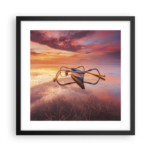 Affisch i svart ram - Tropiska kvällens lugn - 40x40 cm