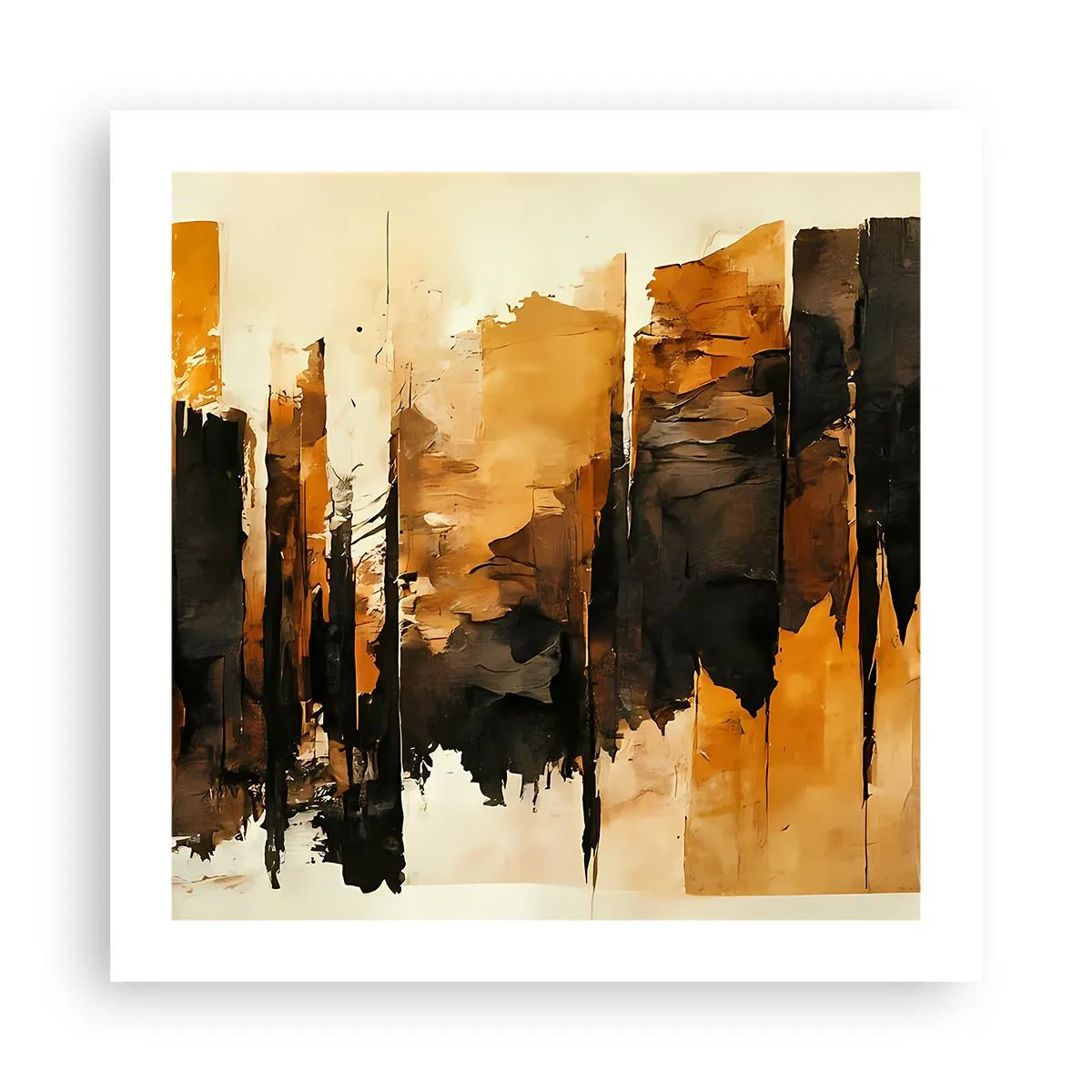 Affisch - Harmoni av svart och guld - 50x50 cm