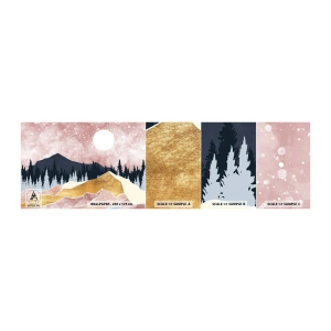 Fototapet Prov Standard Eco - Nattvakt - Grafik, Landskap, Berg - 100x30 cm