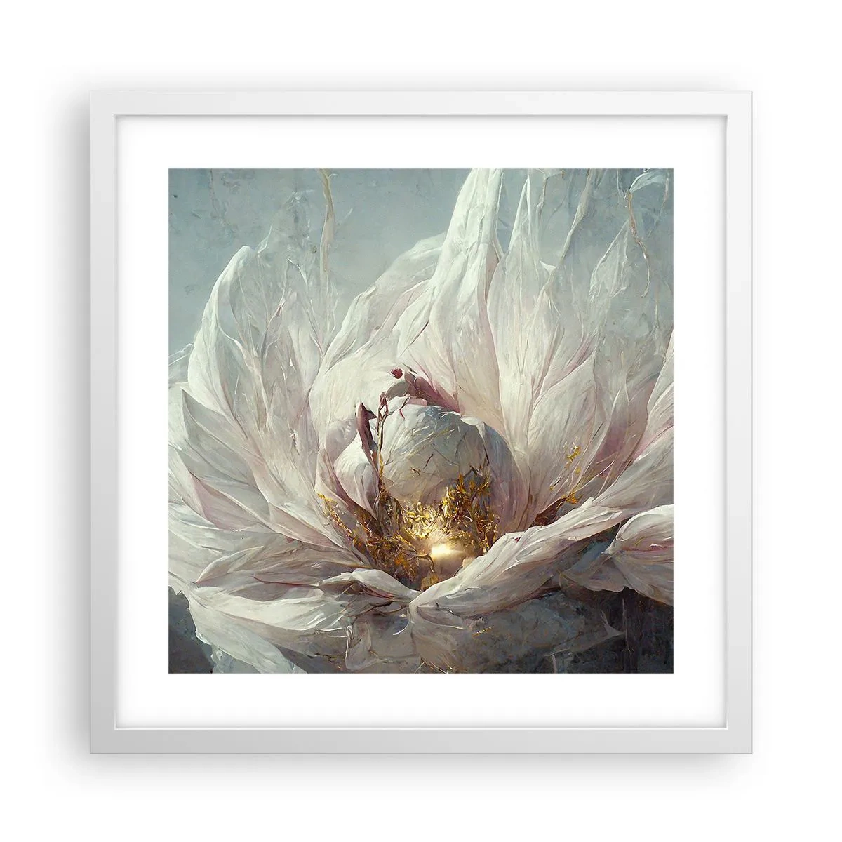 Affisch i vit ram - Blommar en gång på hundra år - 40x40 cm