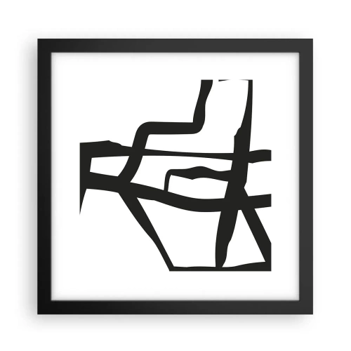 Affisch i svart ram - Svartvit konstruktion - 30x30 cm