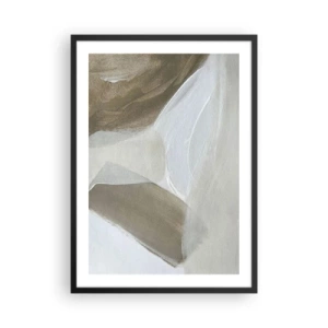 Affisch i svart ram - Minimalistisk abstraktion i beige nyanser - 50x70cm - Våg av vitt - Modern väggdekoration för vardagsrum och sovrum ARTTOR