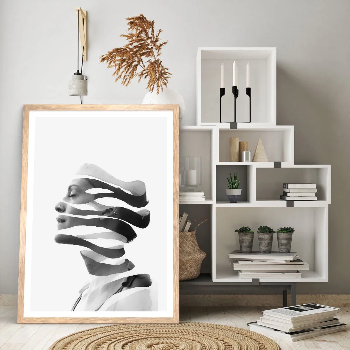 Affisch i ram av ljusek - Surrealistisk porträtt - 70x100 cm