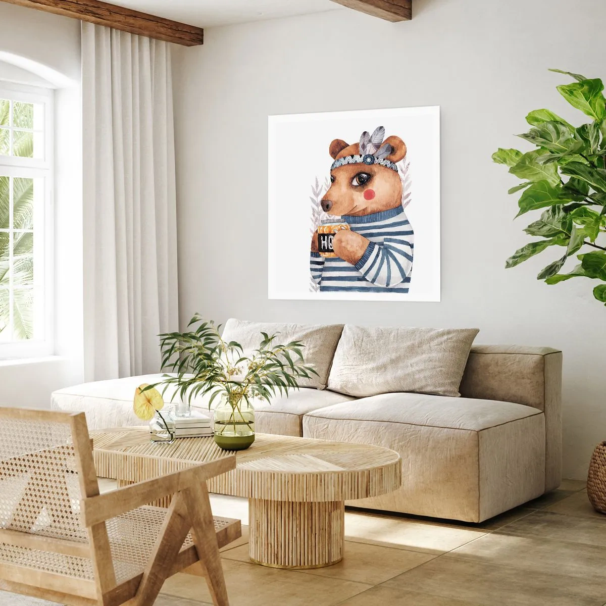 Affisch - Söt björnfru - 40x40 cm