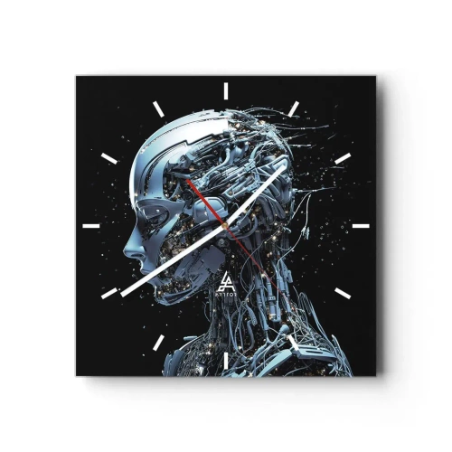 Väggklocka - Klocka på glas - Teknik är en kvinna - 30x30 cm