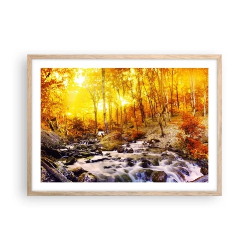 Affisch i ram av ljusek - Stenar infattade i guld och platina - 70x50 cm