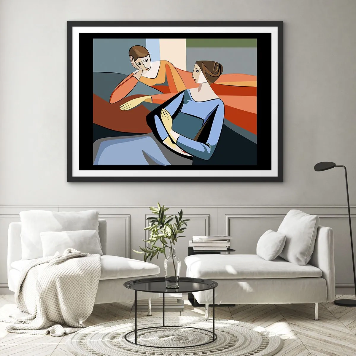 Affisch i svart ram - Ett ögonblick av förtrolighet - 70x50 cm