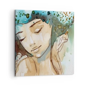 Canvastavla - Bild på duk - Lady in blue - 60x60 cm