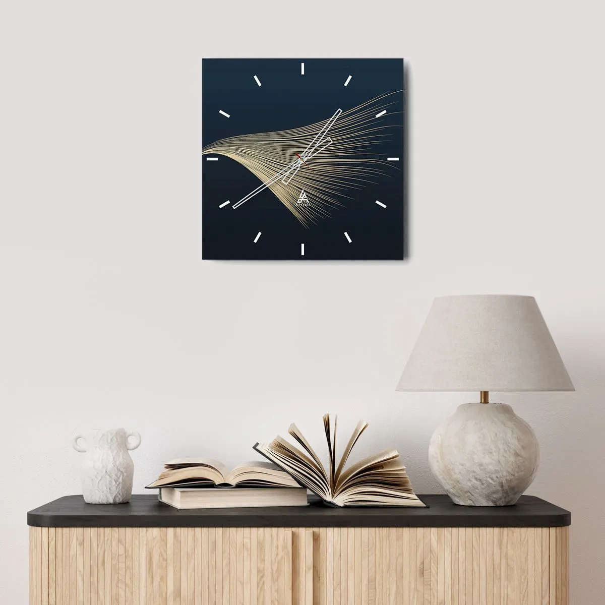 Väggklocka - Klocka på glas - Som en ängels hårstrå - 40x40 cm