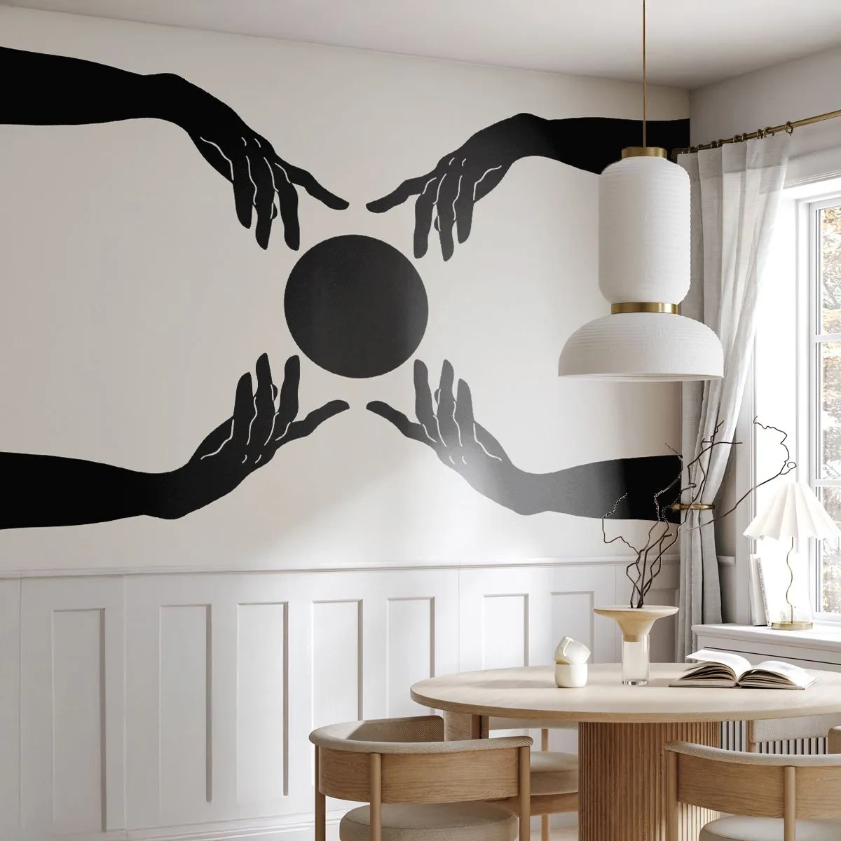 Självhäftande Fototapet Deluxe Sticker - Ett hemligt tecken - Händer, Boll, Händer - 400x280 cm