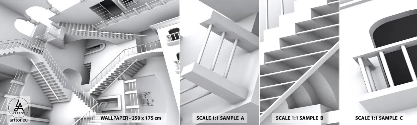 Fototapet Prov Standard Eco - Rummets paradoxer - Abstraktion, 3D, Arkitektur - 100x30 cm