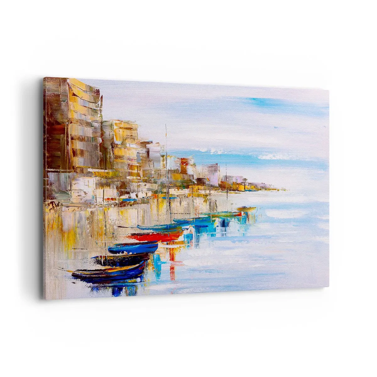 Canvastavla - Bild på duk - Flerfärgad urban hamn - 120x80 cm