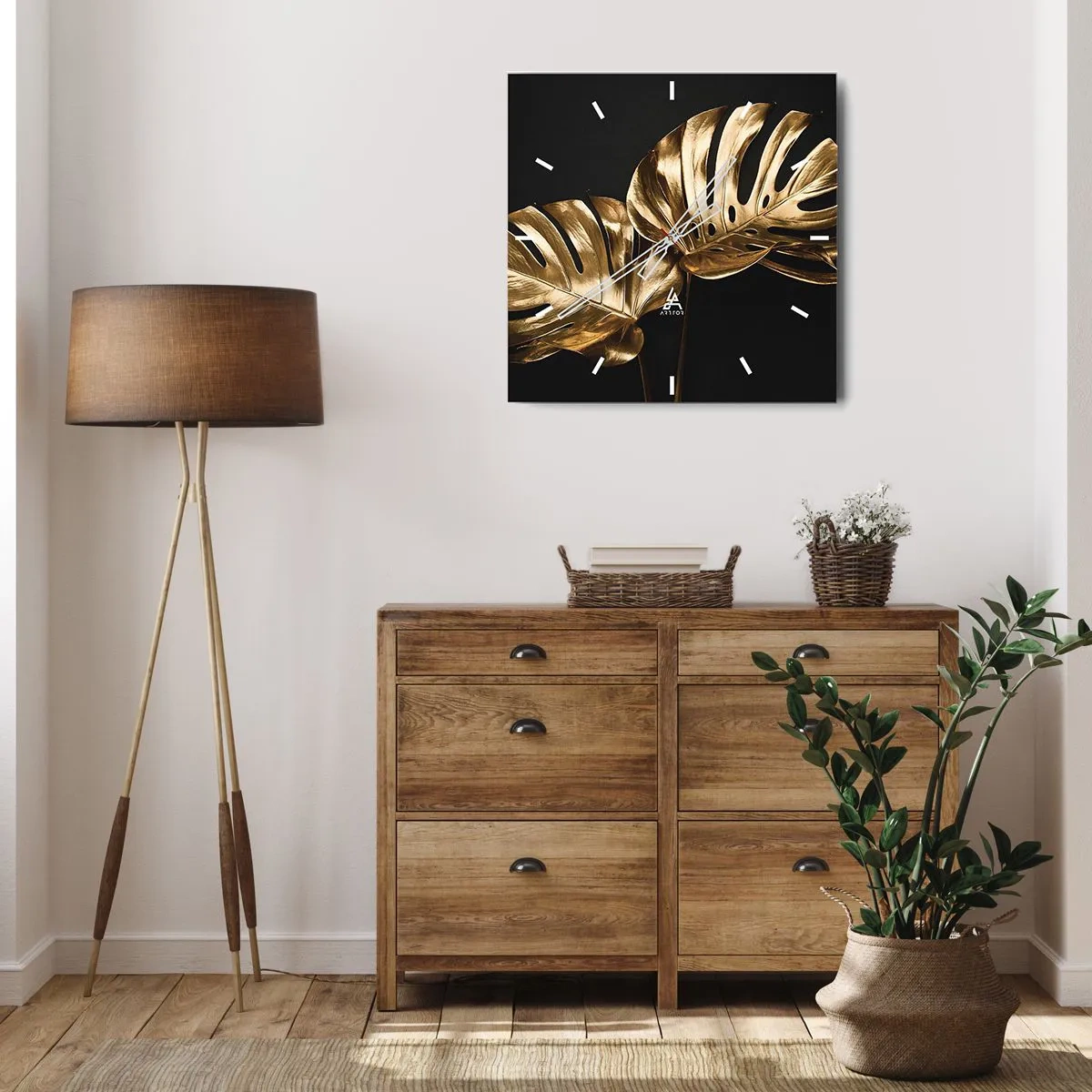 Väggklocka - Klocka på glas - Naturens skatter - 40x40 cm