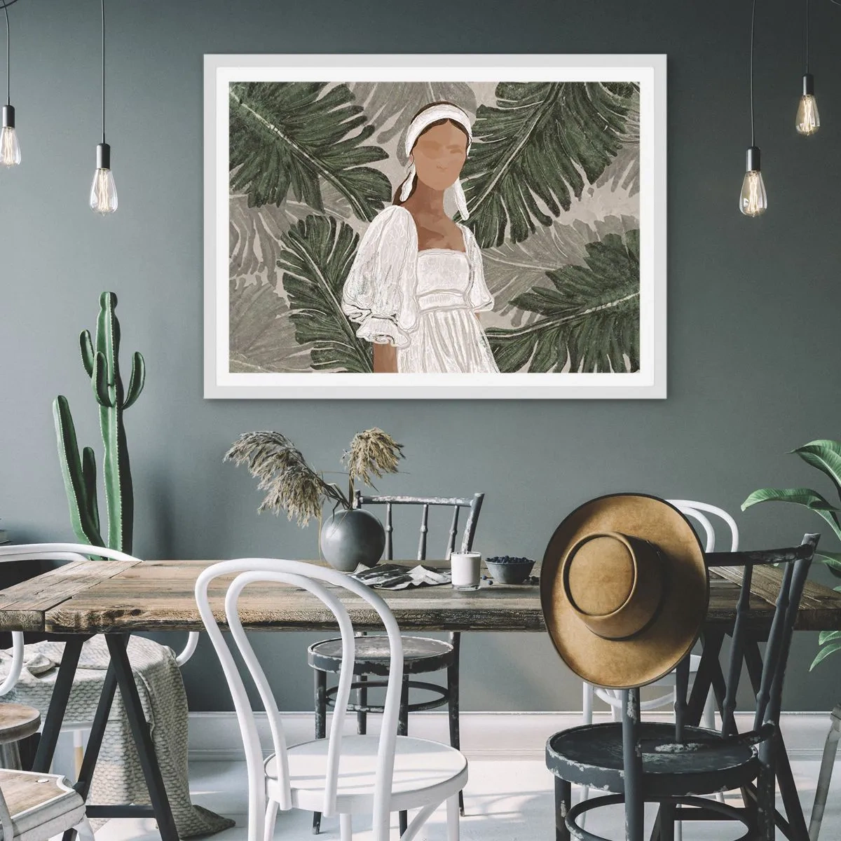 Affisch i vit ram - Exotiskt porträtt - 50x40 cm