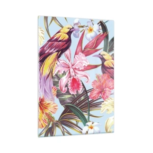 Glastavla - Bild på glas - Flingor och fjädrar - 50x70 cm