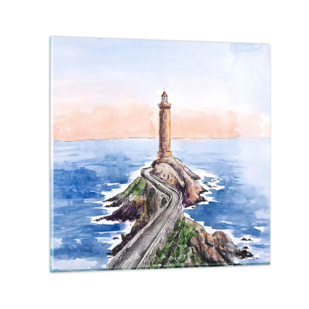 Glastavla - Bild på glas - Vänd mot havet - 40x40 cm