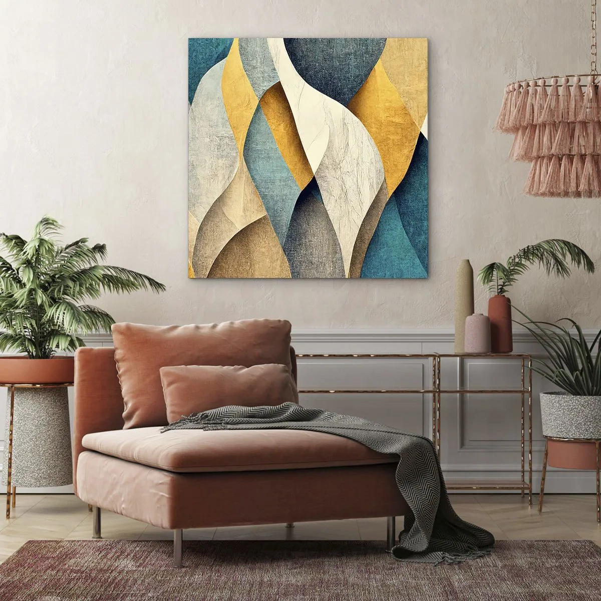 Canvastavla - Bild på duk - Rytm och vågrörelse - 60x60 cm