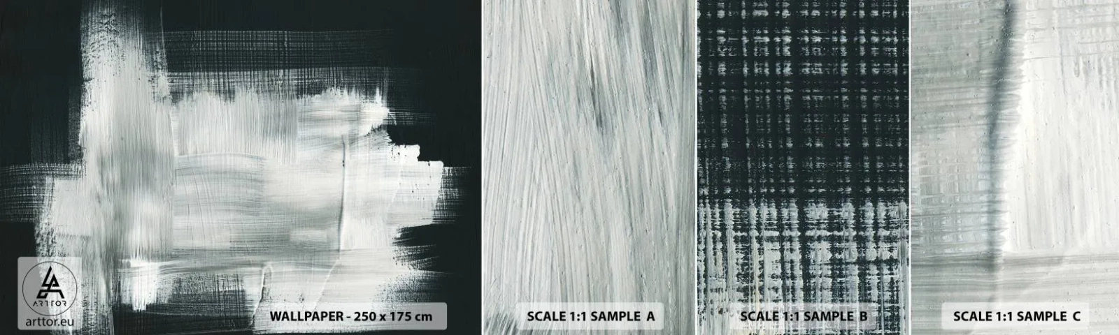 Fototapet Prov Standard Eco - Vävd av det vertikala och horisontella - Abstraktion, Bit, Svartvitt - 100x30 cm