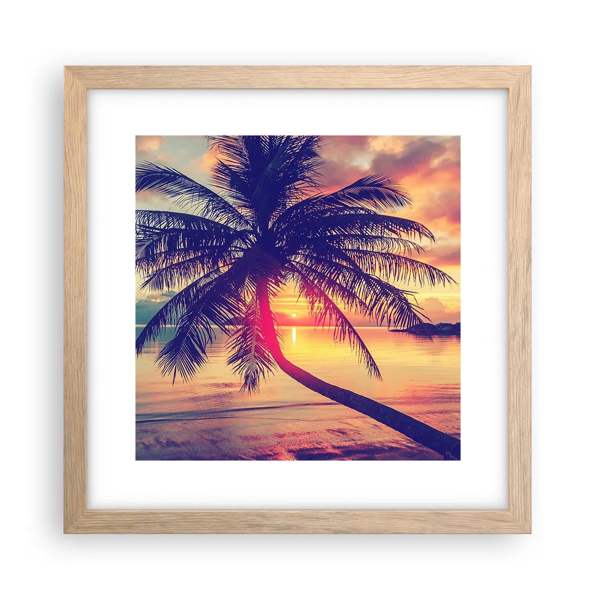 Affisch i ram av ljusek - Kväll under palmerna - 30x30 cm