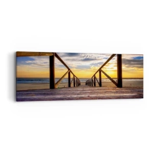 Canvastavla - Bild på duk - Till vilda stranden i skymningen - 90x30 cm