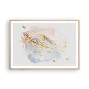 Affisch i ram av ljusek - En gyllene explosion - 100x70 cm