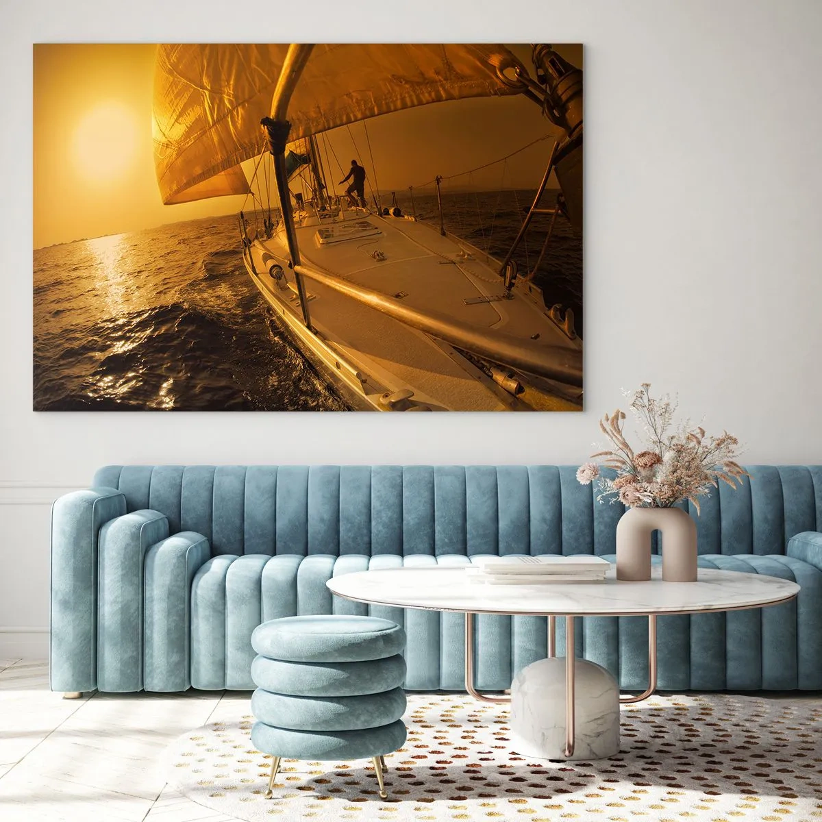 Glastavla - Bild på glas - Gyllene kväll efter en färgrik dag - 120x80 cm