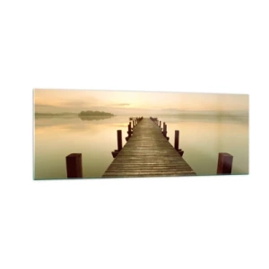 Glastavla - Bild på glas - Förgryning, gryning, ljus - 140x50 cm