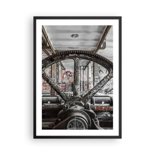 Affisch i svart ram - Industriell graffitimaskin i en övergiven fabrik - 50x70cm - Fabrikens hemliga liv - Modern väggdekoration för vardagsrum och sovrum ARTTOR