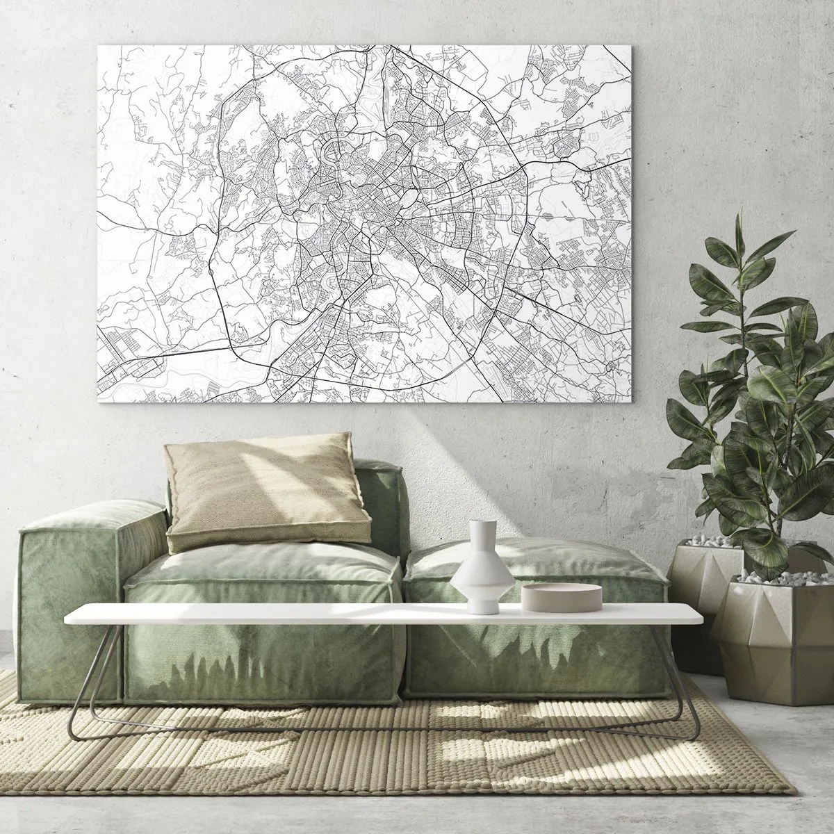 Glastavla - Bild på glas - Karta över Rom med tydlig cirkulär vägplanering - 70x50cm - Romersk ring - Modern väggdekoration för vardagsrum och sovrum ARTTOR