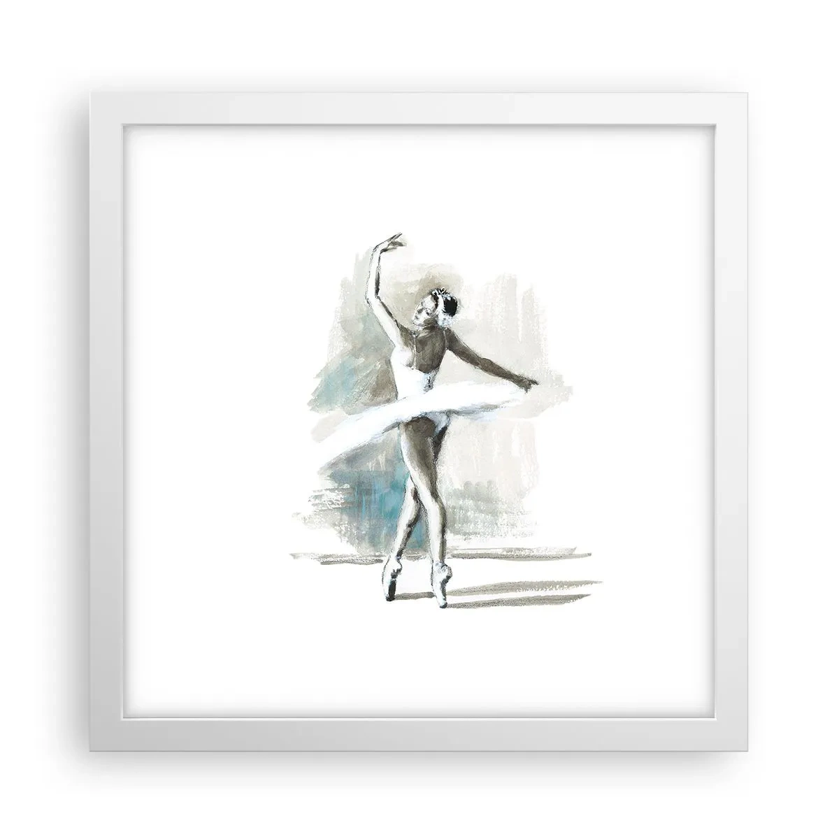 Affisch i vit ram - Förtrollad i en svan - 30x30 cm