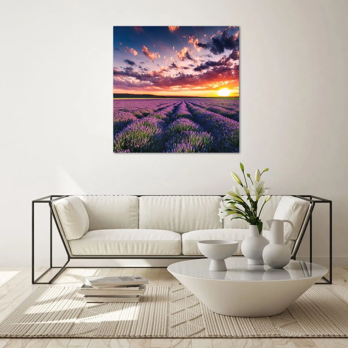 Glastavla - Bild på glas - Lavandelvärld - 60x60 cm