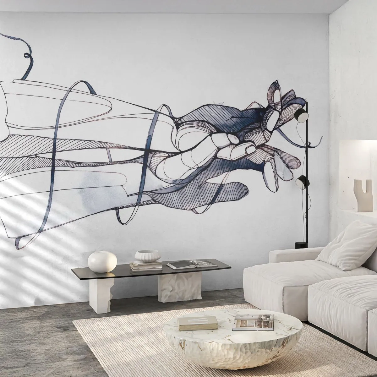 Fototapet Premium Canvas - Smekningens studie - Abstraktion, Händer, Grafik - 350x256 cm