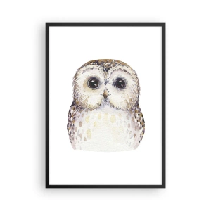 Affisch i svart ram - Ett charmigt akvarellporträtt av en uggla - 50x70cm - Titta i mina ögon - Modern väggdekoration för vardagsrum och sovrum ARTTOR