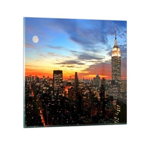 Glastavla - Bild på glas - Amerikansk ljus natt - 30x30 cm