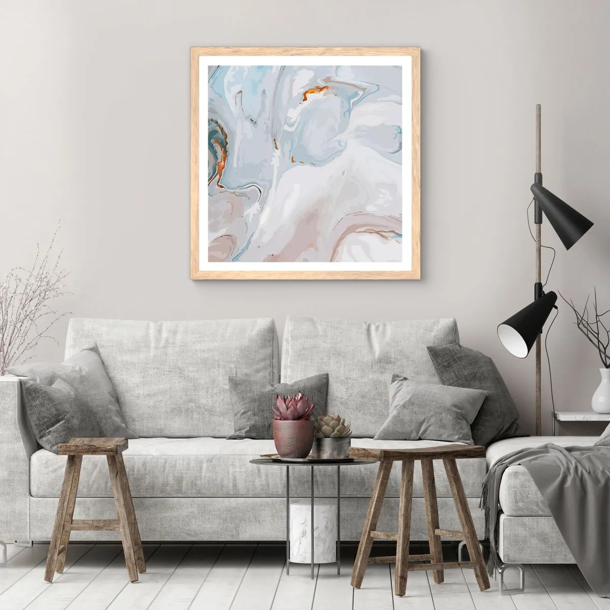 Affisch i ram av ljusek - Utbuktande vithet - 60x60 cm