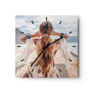 Väggklocka - Klocka på glas - På väg mot lycka - 40x40 cm