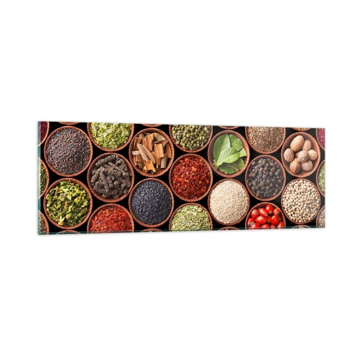 Glastavla - Bild på glas - Världens alla smaker - 90x30 cm