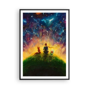 Affisch i svart ram - Kärlek och vänskap - hela världen - 70x100 cm