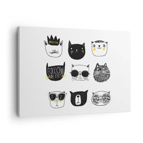 Canvastavla - Bild på duk - Snygga kattillustrationer i minimalistisk stil - 70x50cm - Varje annorlunda - Modern väggdekoration för vardagsrum och sovrum ARTTOR