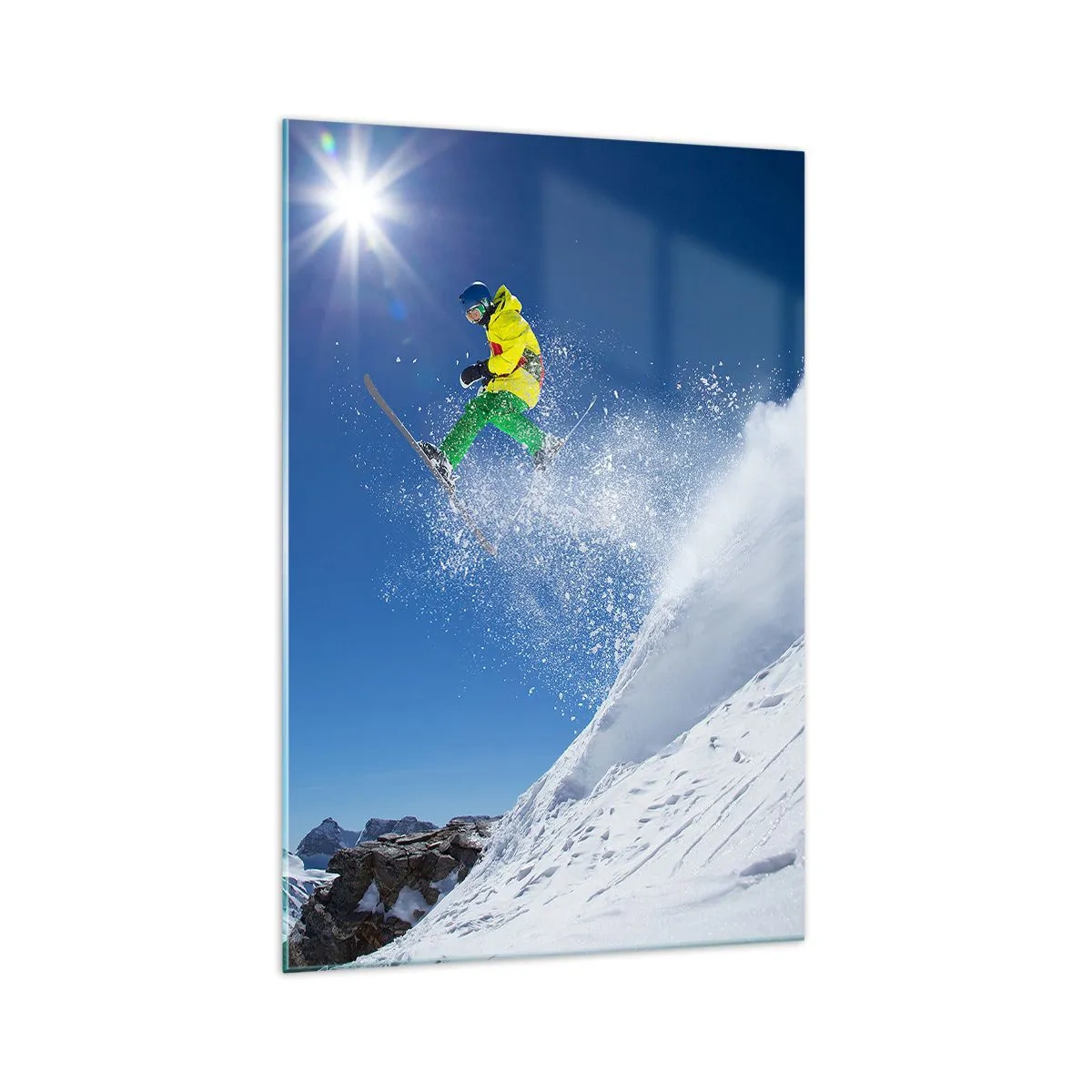 Glastavla - Bild på glas - Dansar med fjällen - 70x100 cm