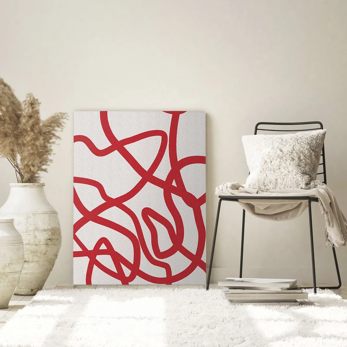 Glastavla - Bild på glas - Rött på vitt - 80x120 cm