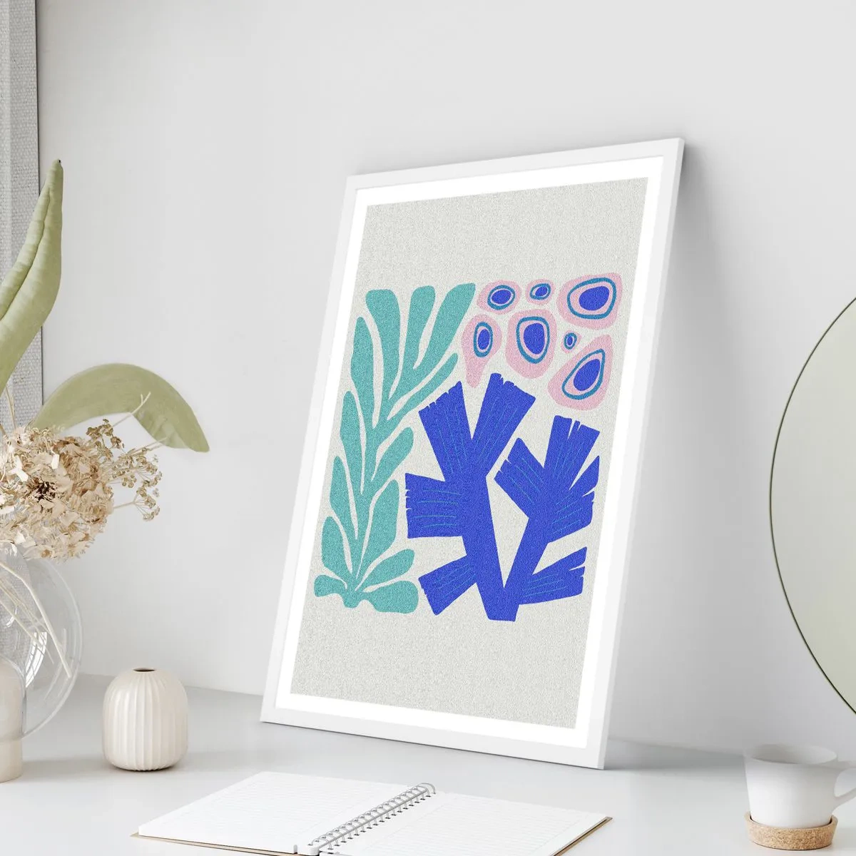 Affisch i vit ram - Undervattensträdgård - 70x100 cm